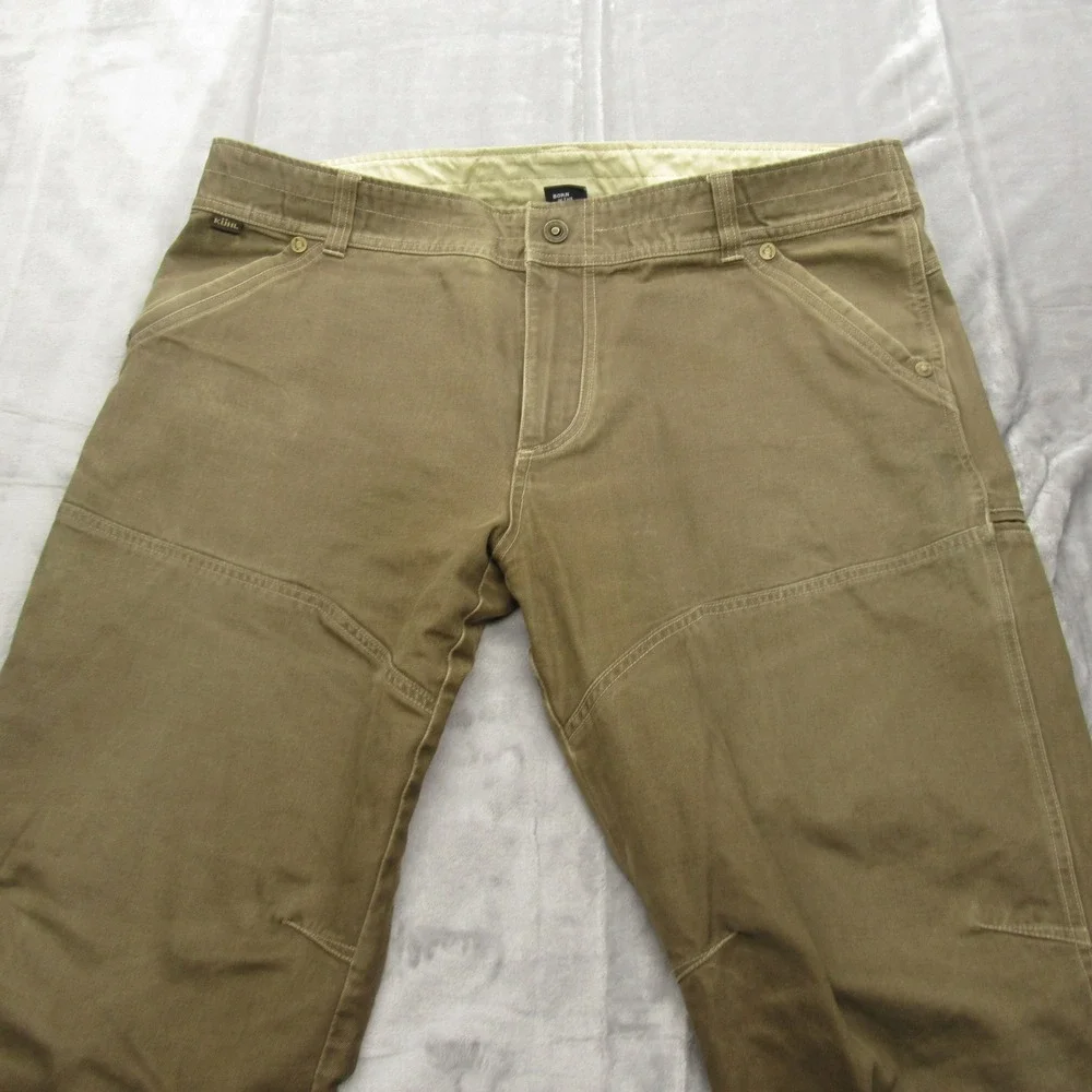 Kuhl Lawless Pant Men 40x30 Green Canvas Relaxed Rugged Double Knee Work Roofing